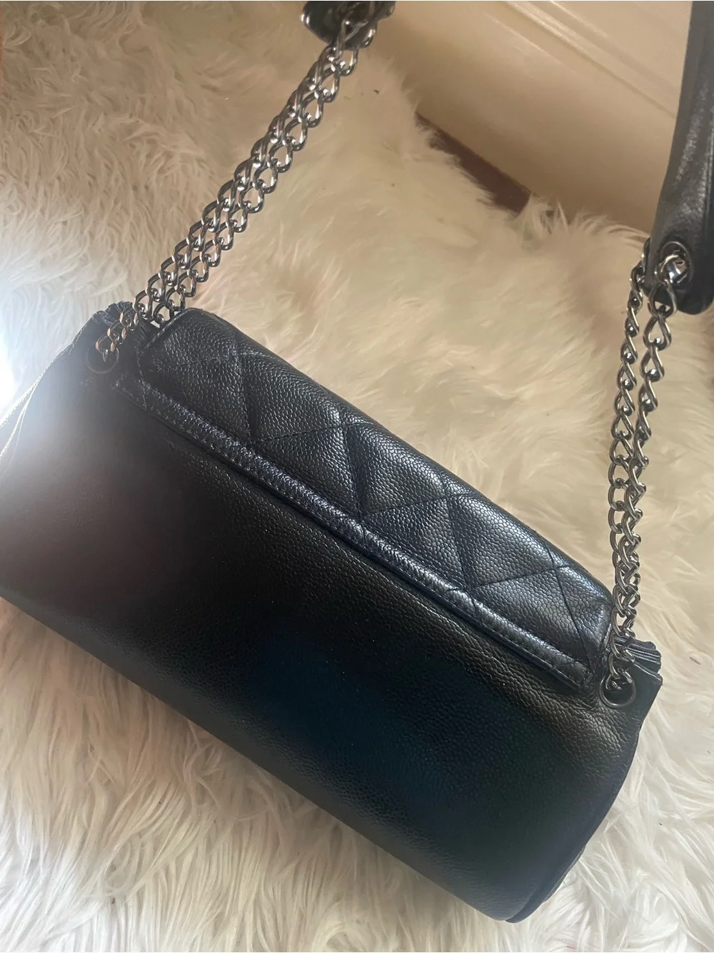 VINChanel Quilted Leather Shoulder Bag in Black